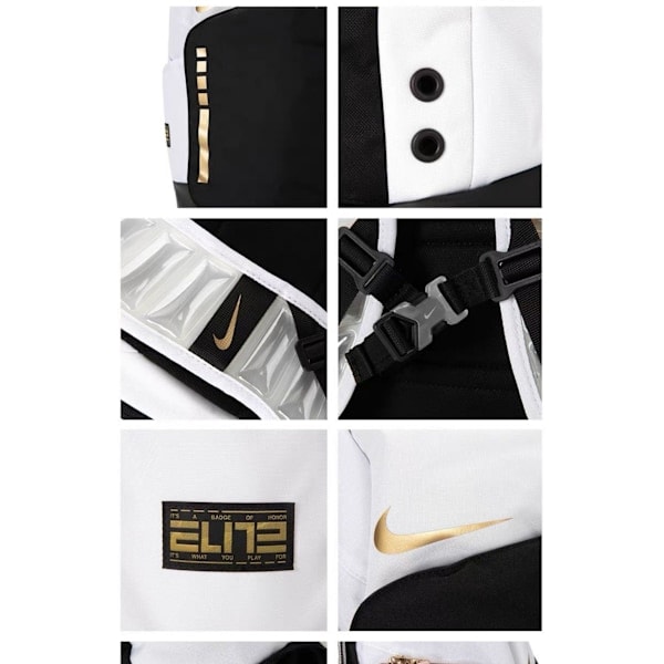REMAKE NIKES NIKES suurikokoinen reppu koripallo elite ilmatyynyreppu matkalaukku harjoittelu vapaa-ajan urheilureppu kuntoilu Valkoinen kulta