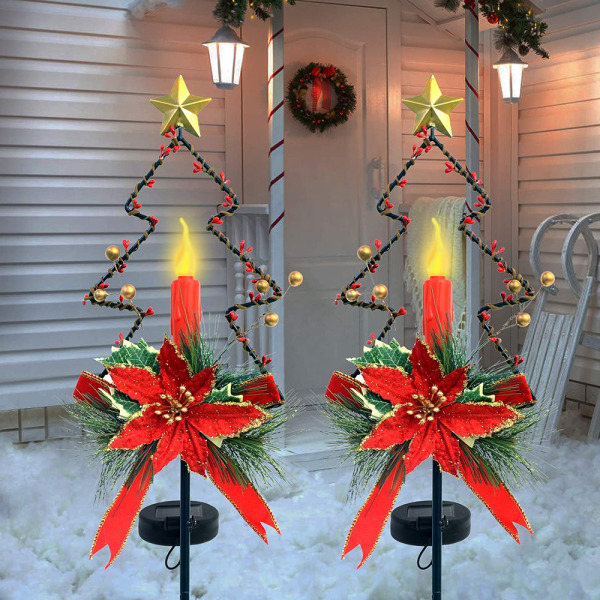 2pcs 32 Inch Solar Christmas Decorations Outdoor LED Solar Powered Candle Xmas A