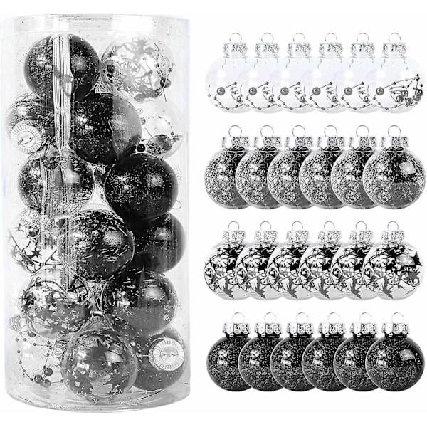 24 st julgranspynt 6cm/2.36 tum Färgade Plast Transparenta Klot Set Osplitterliga Målade Klot