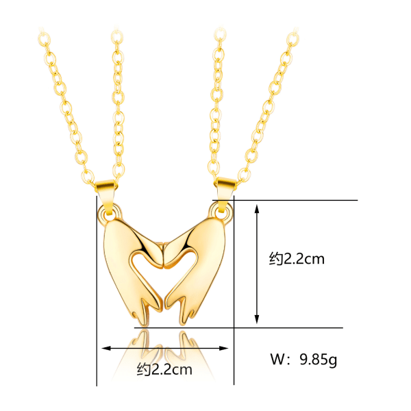 1 Par Kärlek Hjärtaformad Hand Par Halsband Magnetisk Legering Hänge Halsband Smycken Present (1st) B