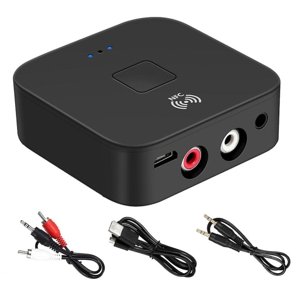 Bluetooth 5.0 RCA lydmottaker Trådløs Bluetooth-adapter med NFC for bil TV datamaskin høyttalere