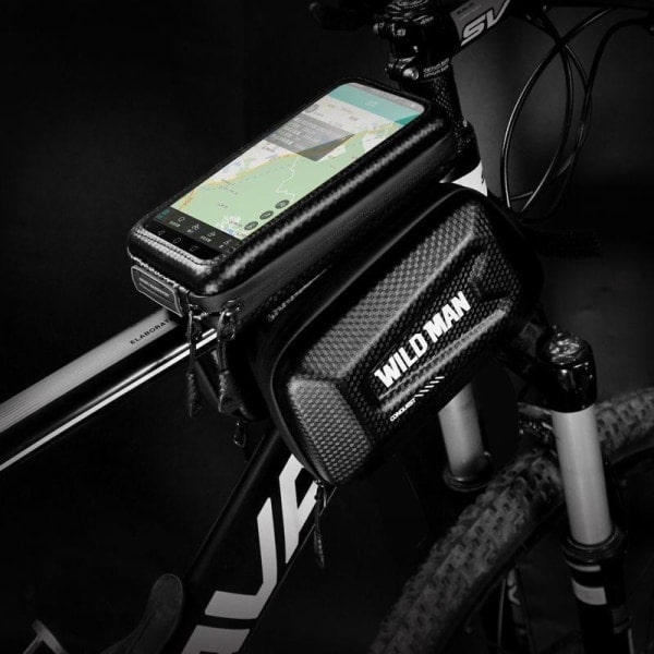 Vandafvisende Cykeltaske med Mobilrum WildMan HardPouch XL Sort