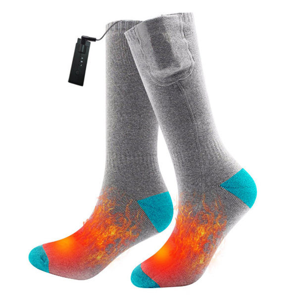 Battery heated socks - Heating socks Grey+blue M