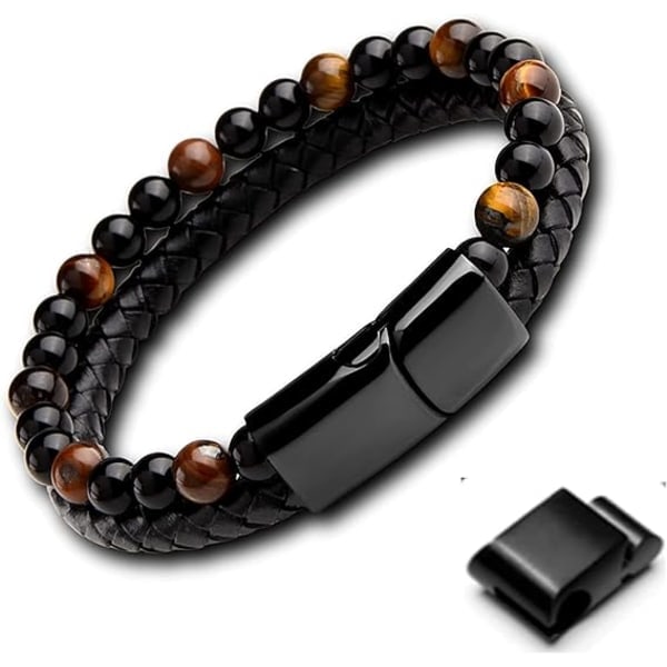 Fars Dag Tigeröga Läderarmband 21cm Original Armband För Män Tillverkat Av 6mm A