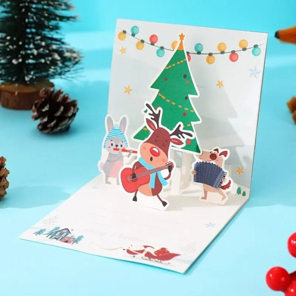 3D Pop Up Joulukortti Kuorella Ystävälle Perheelle Siunaus Postikortti Syntymäpäivä Uusi Vuosi Joululahjat Koriste 1KPL-4