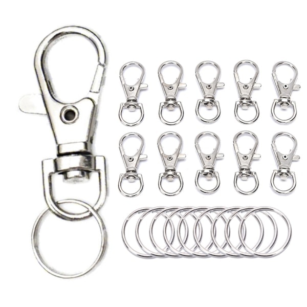 REMAKE 50 pcs metal swivel lobster clasps clips hook with key ring DIY