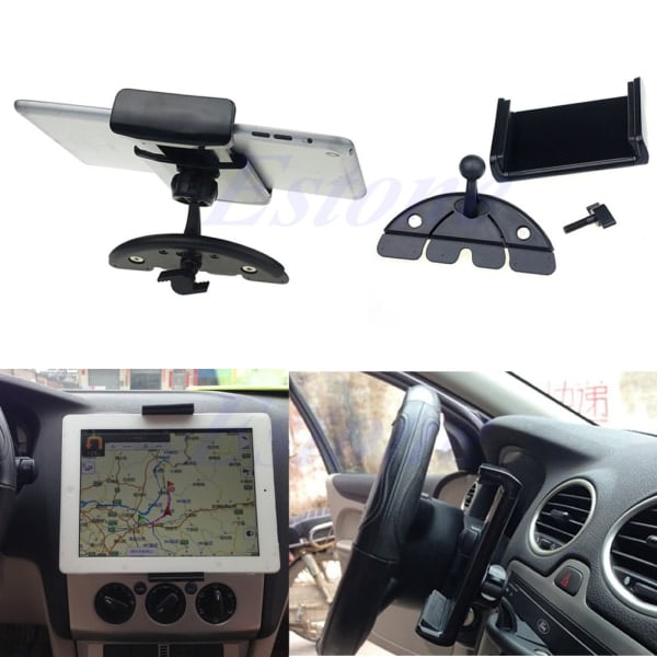 Holder Bil CD-spor Monteringsstativ Mobiltelefonbrakett Universell Justerbar Telefonholder For iPad Air 5 4 3 2 Mini Nettbrett