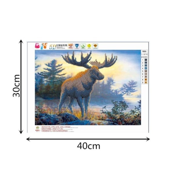REMAKE DIY 5D Diamantmålning Broderi Korsstygn för Heminredning Älg