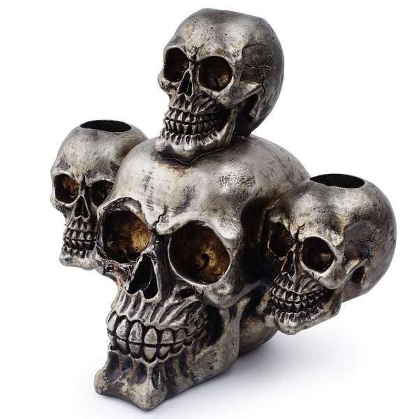 1 stk Harpiks Skallehode Ornament Modell Kreativ Dekorativ Halloween Lysestake Skjelett Lysestake