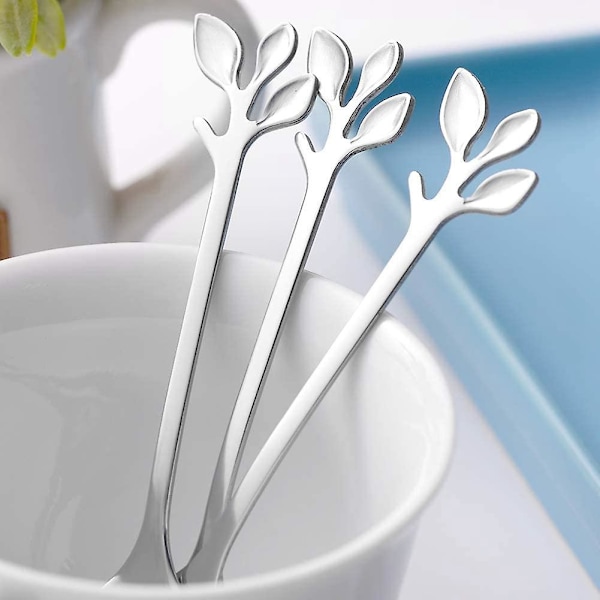 Dessertske og Gaffelsæt, 20 stk. 12 cm Kagegaffel, Kaffeske, Kreativ Sølvblad Frugtgaffel, (10 stk.