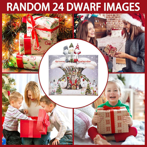 Jultomte Adventskalender 2024 med 3-delad Stickad Jultomtedockdekor, Jultema 24-dagars Nedräkning Blind Box, Nyårshelg