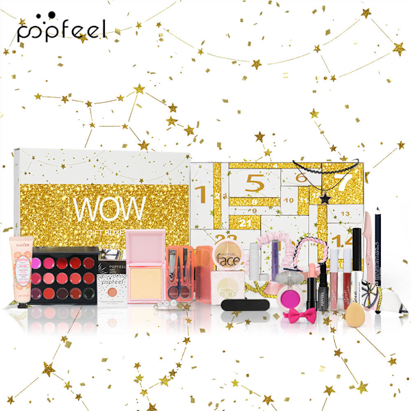 Julemakeup-gavekalender 2024, Skjønnhetsadventskalender, 24 Individuelt Innpakkede Makeup- og Kosmetikkprodukter for Kvinner og Jenter White