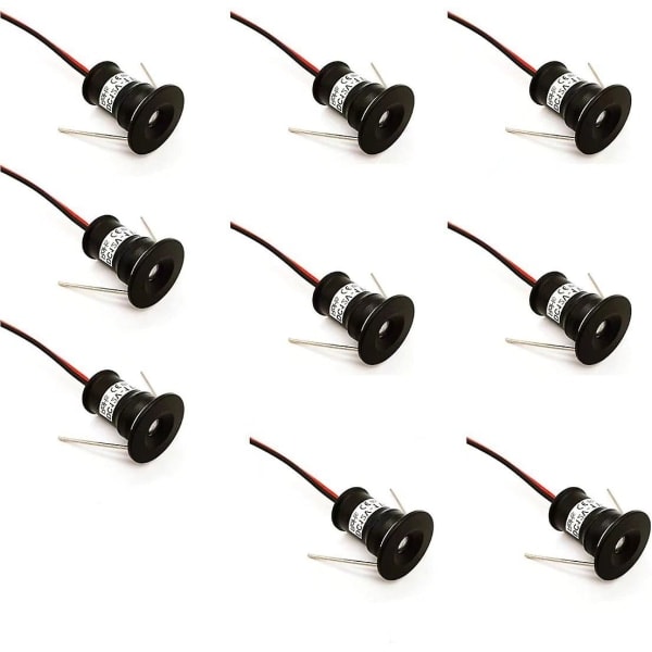 REMAKE Sorte 9 stk. Mini 12v 1w LED Loft Indbyggede Spotlights IP65, 3000k (120, Varmt Hvidt).