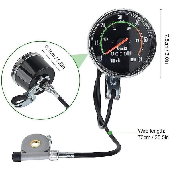 Pyörän nopeusmittari Mekaaninen 0-60 km/h Nopeusmittari