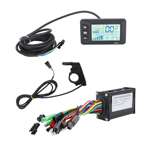 Sähköpyörän litiumaailmoituspaketti 17A 3 tilaa moottorisäädin GD01 näyttöpaneeli FT 8C magneettilevy 109R peukalokaasu 250W - 350W moottorille