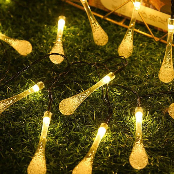 Solcellsdrivna LED-ljusslingor för utomhus, vattentäta, batteridrivna, Guinguette, 6,5 meter, 30 LED, 8 lägen, dekorativa för trädgård, terrass, hem, jul, påskfest