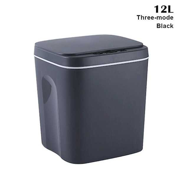 Smart Induktionsstyrd Touch-avfallskorg Självstängande Självbytande Papperskorg Automatisk Locköppning Fö Three-mode Black 12L