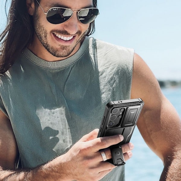 REMAKE Tech-Protect Galaxy S24 Ultra -kotelo Kevlar Pro Cam Musta