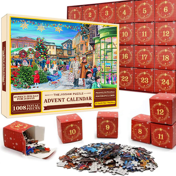 REMAKE Adventskalender med puslespill, nedtelling til advent, adventskalender med leketøyspuslespill, julegaver i blindboks sd13