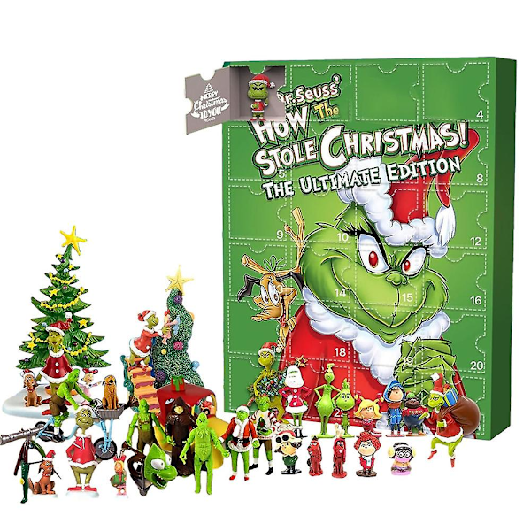 Grinch Julekalenderfigurer Statuer Legetøjsæt 24 Dage Jule Nedtællingskalendere Børnegaver Festival 2023