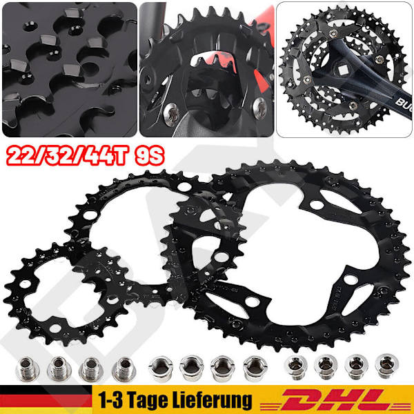 Kolminkertainen ketjunrengassetti 22/32/44t 3x9s Pyöreä MTB-pyörän ketjunrengas 104/64bcd