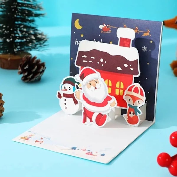 3D Pop Up Christmas Greeting Card with Envelope Friend Family Blessing Postcard Birthday New Year Christmas Gifts Decoration 1PC-4