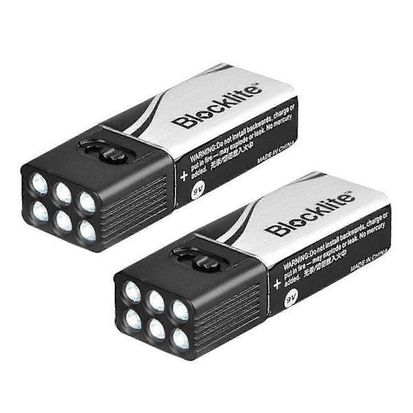 2 stk 9V LED Lommelygte Fakkel Campinglampe Kompakt Størrelse Ultra Lys