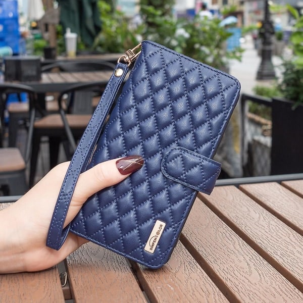 Korthållare med blixtlås kompatibel med Samsung Galaxy Z Fold 5, PU-läderfodral med handledsrem & kortspår Svart för Galaxy Z Fold 5
