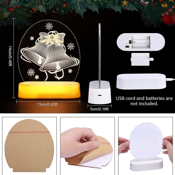 3D julelys, ringeklokker, klirrende, batteri