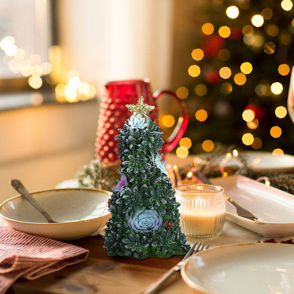 Succulent Julgran, Juldekoration för inomhusbord, Julgranshartsborddekorationer