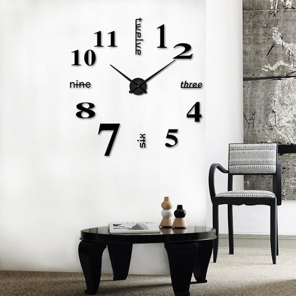 DIY Väggklocka Modern Unik Nummerdesign Dekorativ, Silver