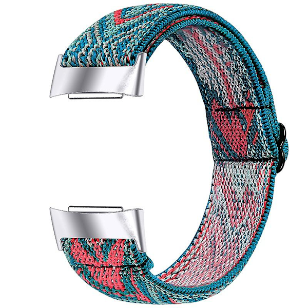 Elastiskt Nylonarmband med Justerbar Spänne Flätad Klockarmband för Fitbit Charge 6/5 - 14# (FMY) Flerfärgad Stil L Fitbit Charge 6