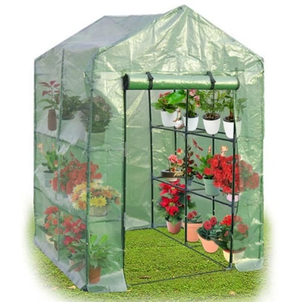 Garden greenhouse Mini greenhouse 143x73x195cm Tomato greenhouse 4-story plant tent Green