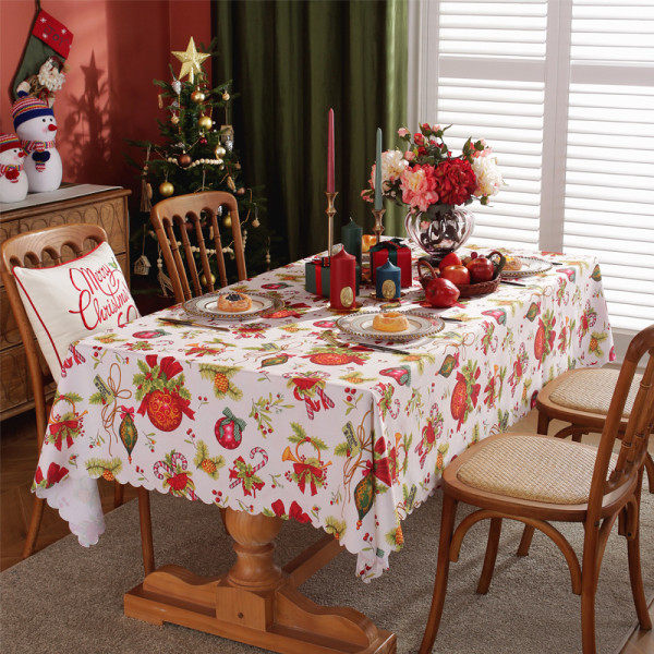 Three-dimensional plaid Christmas tablecloth New Year holiday living room decoration polyester tablecloth cover , pine branch, 150 * 180CM