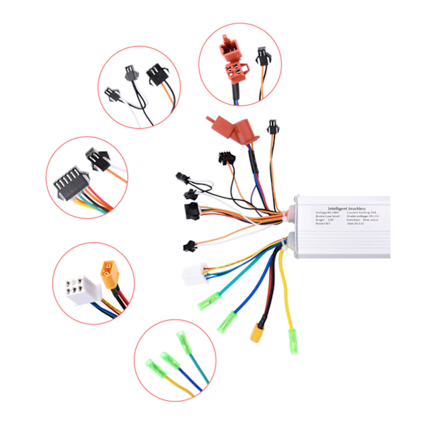 36V 20A Sykkelkontroller Aluminiumslegering Flere Beskyttelsesfunksjoner Scooter Motor Hastighetskontroller for El-sykkel