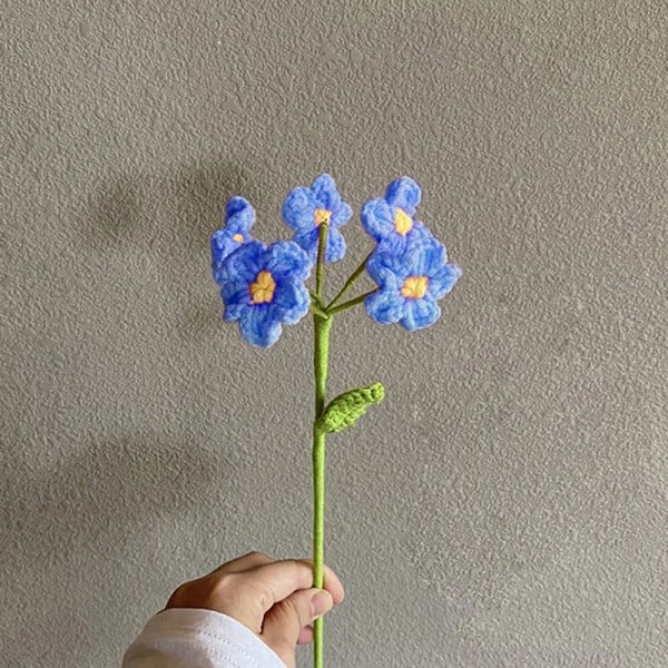 Ny färdigvirkad blombukett Kreativ handgjord vävd stickad blommor Födelsedag Jul Bröllop Dekoration Nyårsgåva A