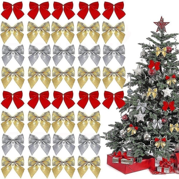 Julkulor, Hängande Dekorationer, Bågar i Guld och Rött för Hantverk, Jul, Nyår, Födelsedagsfest, Bröllop