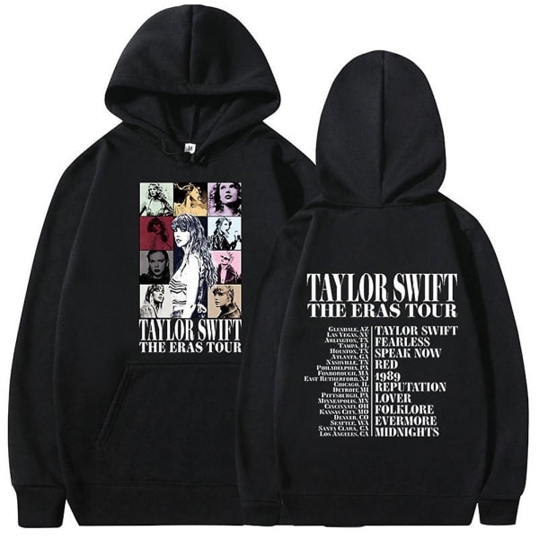 Taylor Swift The Best Tour Fans Hoodie Tryckt Hoodie Tröja Topp för Vuxna Kollektion Present Svart Svart Svart L