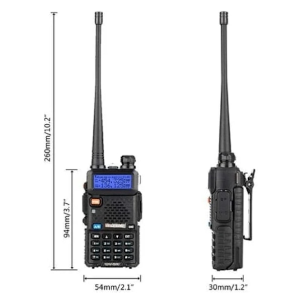 UV-5R Tvåvägsradio Dubbelband 144-148/420-450Mhz Walkie Talkie 1800mAh Li-ion Batteri (Svart)