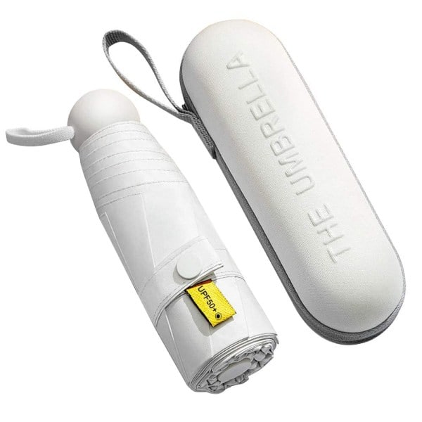 Dame Paraply Vindtæt 99% UPF50+ UV Kompakt Mini Paraply Med Kapselboks Lille Paraply Til Kvinder Mænd