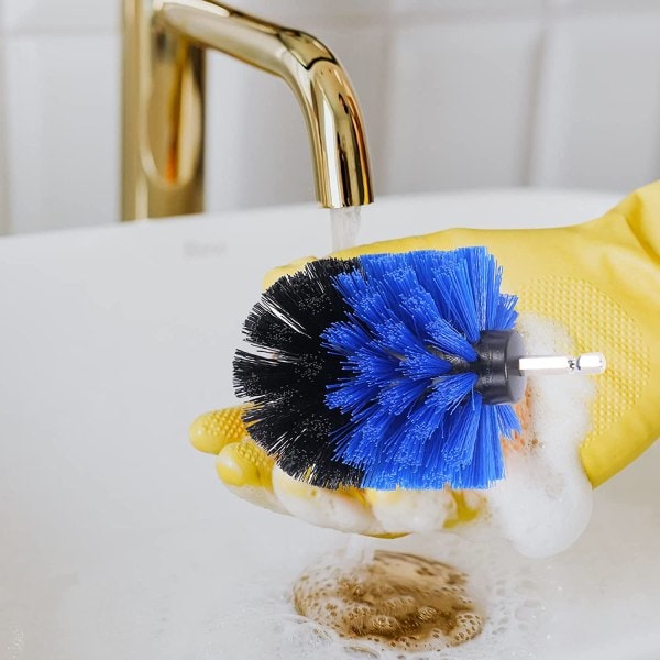 Skrubbborste för borr 4-pack Blå