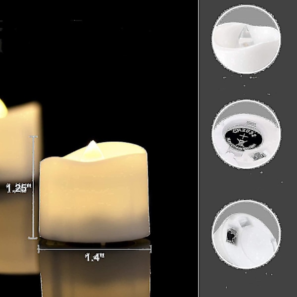 24 stk LED-telys med timer, batteridrevne telys for bord