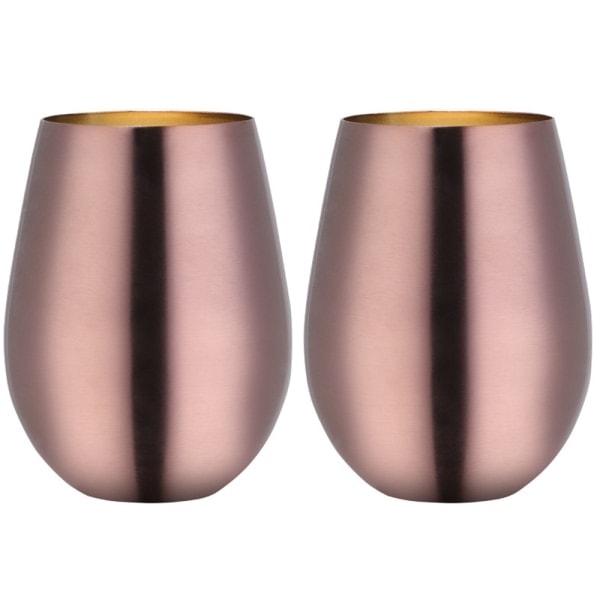 Father's Day Gift Stainless Steel Stemless Wine Glass Outdoor Portable Pool Wine Glass - Rose Gold