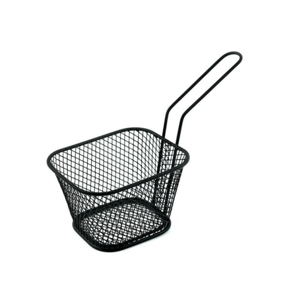 Fried food basket with long handles Square shaped basket Black