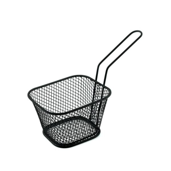 Friteerauskorin neliömäinen, pitkillä kahvoilla, musta