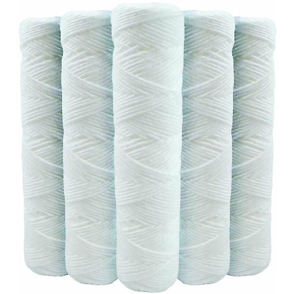REMAKE Set med 5 Spiralformade Vattenfilterpatroner Anti-Sediment 9 Tum 3/4 - 5 Mikron Kompatibel med 10 Tums Filter Tillverkade i Frankrike-Kryc null none