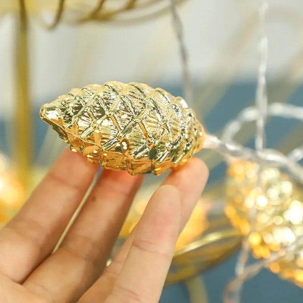 1,5M 10 LED Talljusljuslyktor Juldekoration 2024 Julgran Dekoration Ljussträng Ornament Nyårsgirlang Noel Navidad guld