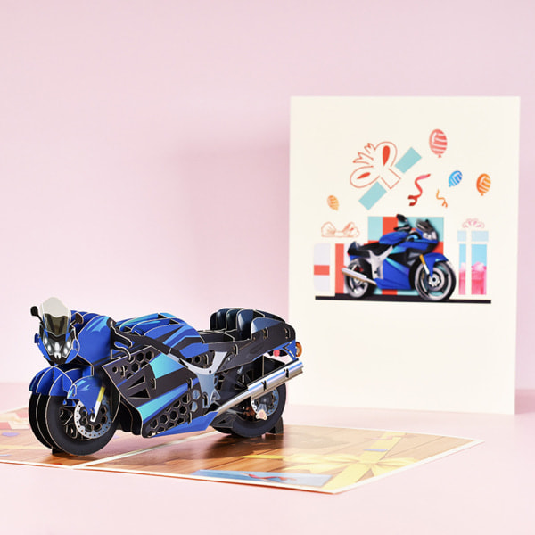 Moottoripyörä Pop Up -kortti, Moottoripyörä 3D Isänpäivä Pop Up -kortti
