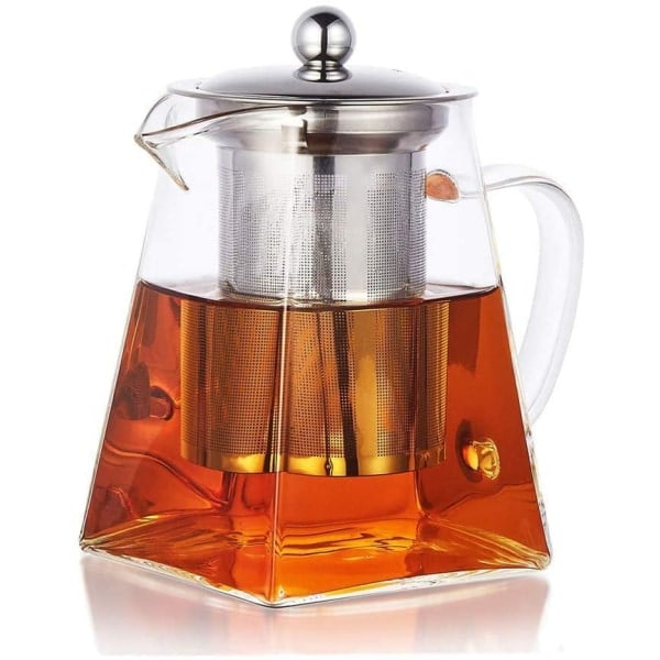 Kvadratisk Glas Tekande med Si, 500ml Borosilikat Tekande med Si, Klar Løste Tekande