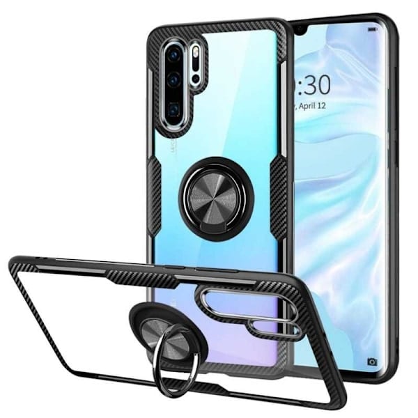Huawei P30 Pro Praktiskt Stötsäkert Skal med Ringhållare V4 Svart